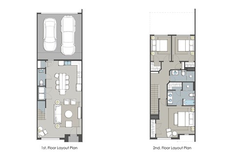 Floor plan for 3 beds, 2.5 baths, 1542 sqft